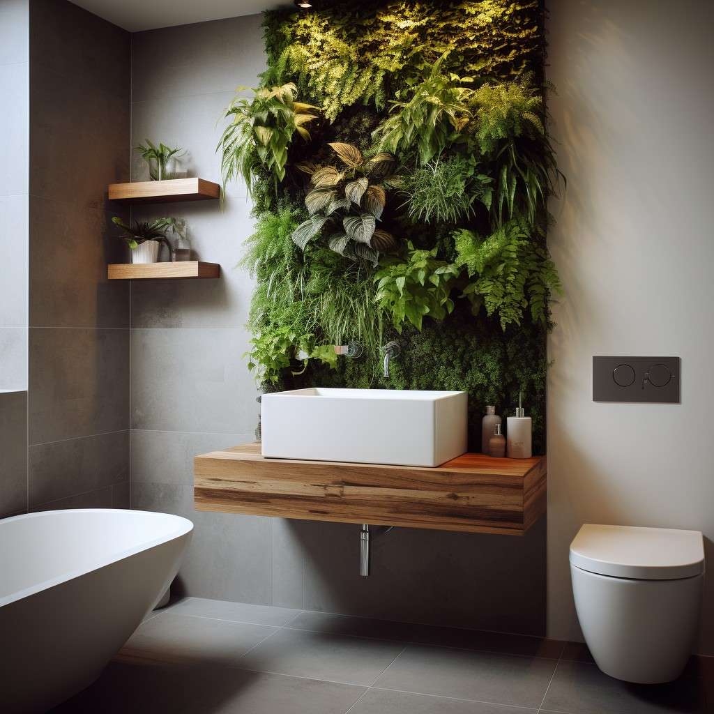 Faux Living Wall - Modern Small Bathroom Design