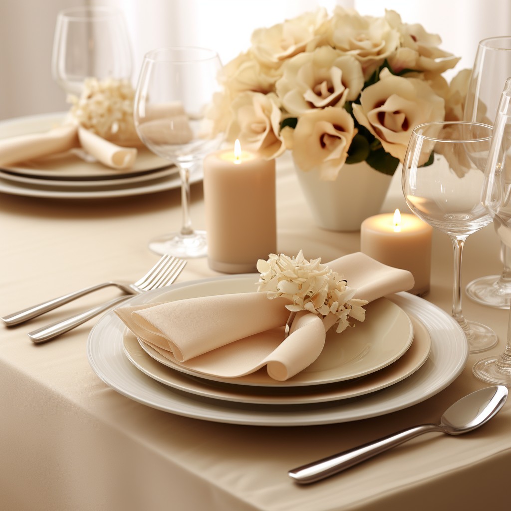 Festive Table Setting - Cream And Brown Color Combination House Interior