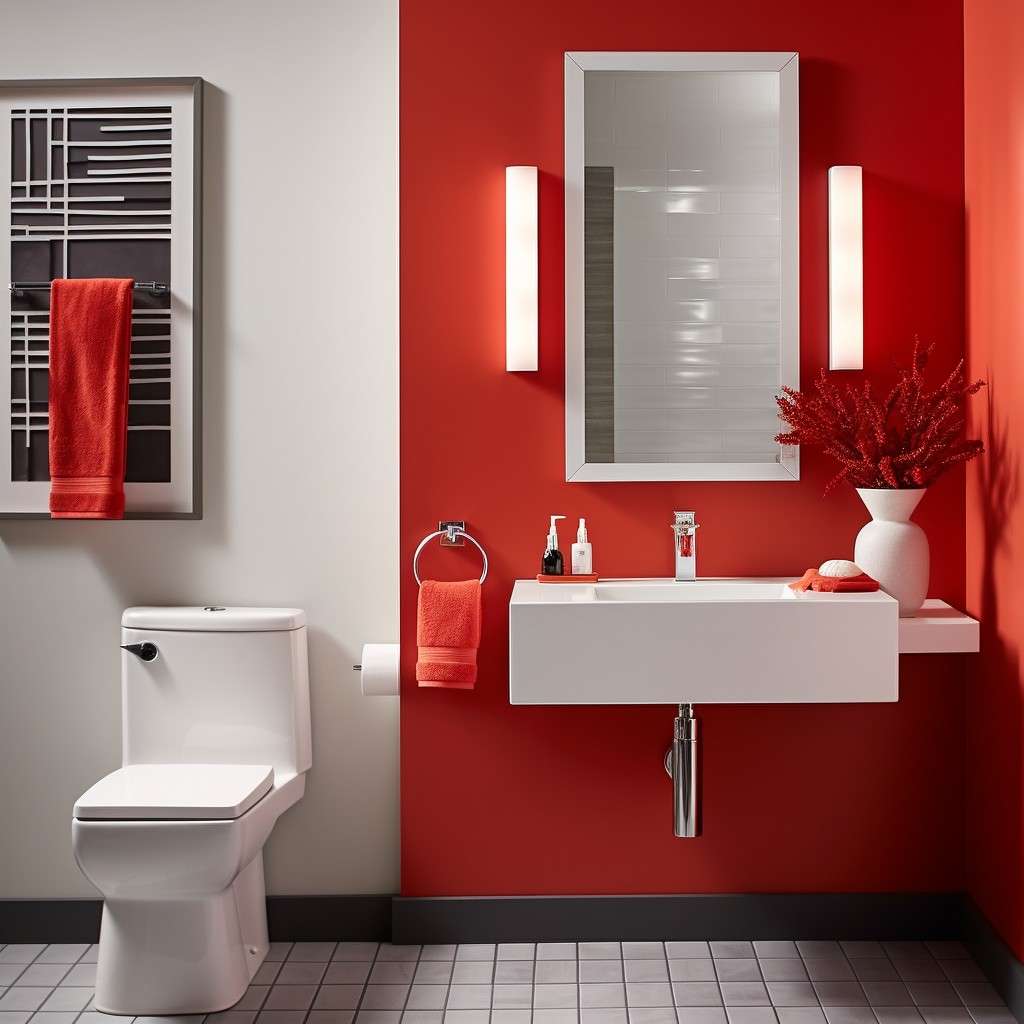 Fiery Red with White Bathroom Color Combinations