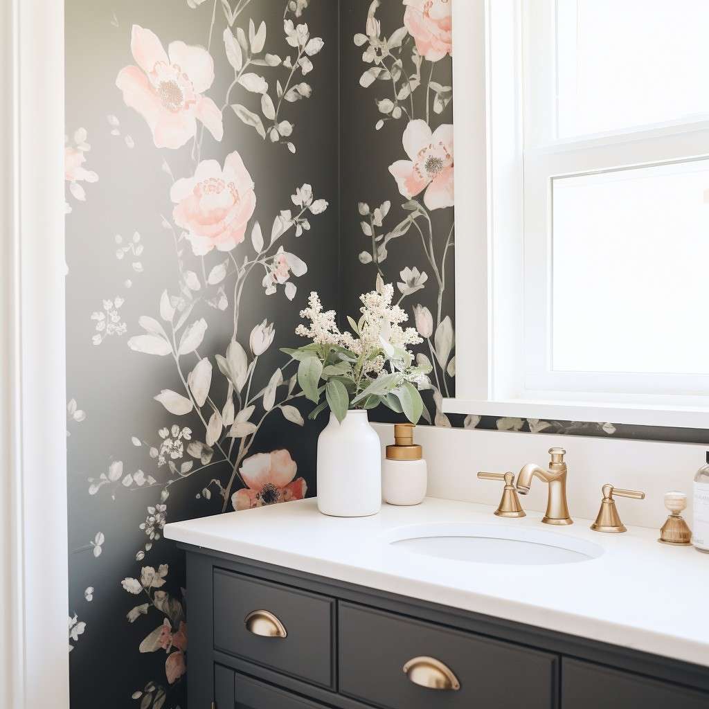 Floral Accent Wall - Kids Bathroom