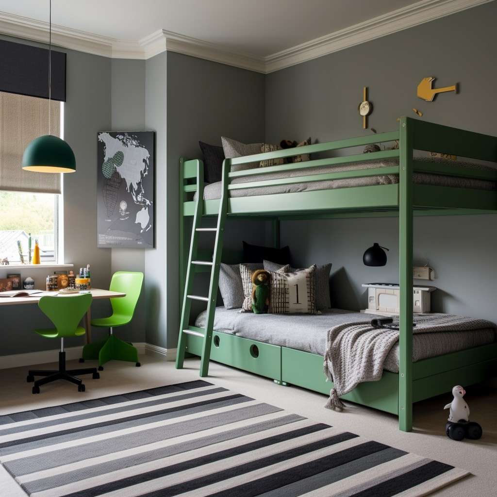 Green And Grey Combination for Kids' Bedroom