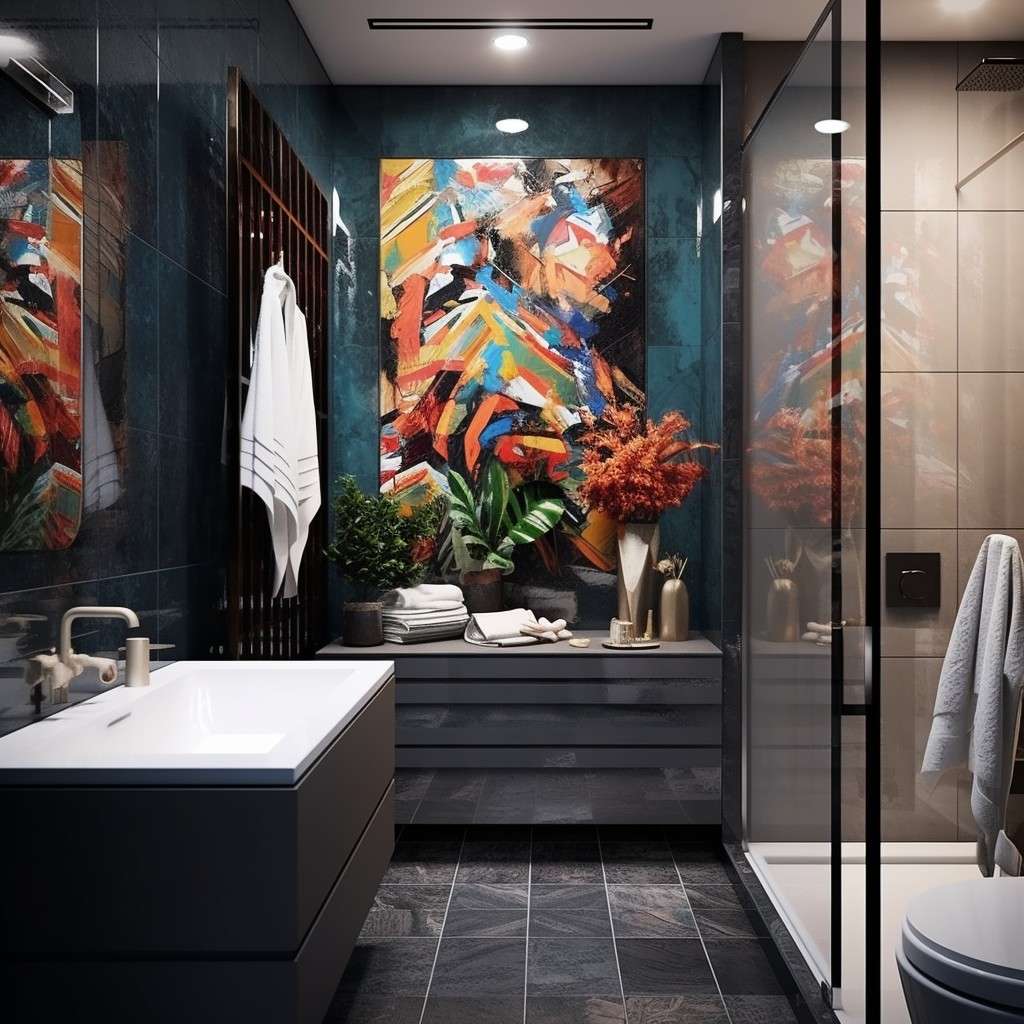 Hang Art - Small Modern Bathroom Design Ideas