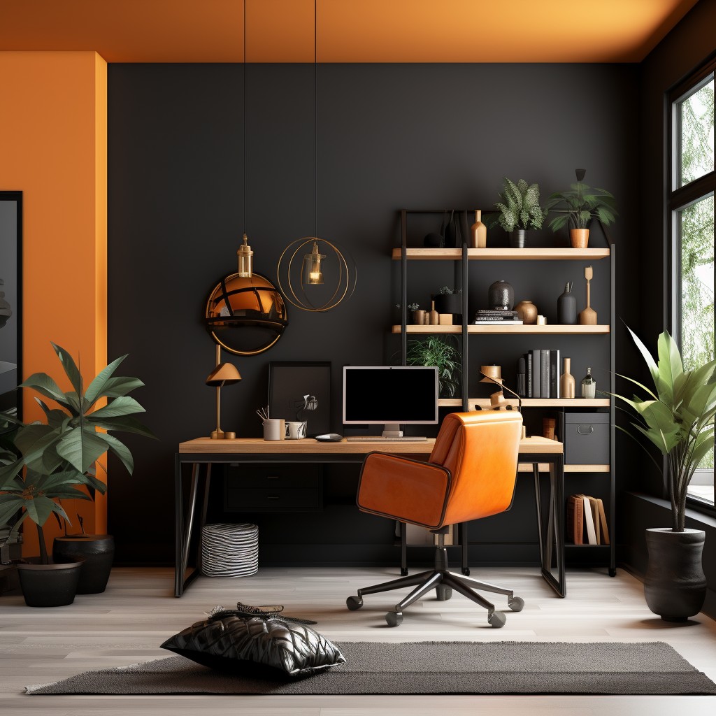 Igniting Energy of Orange and Black Office Colour Design