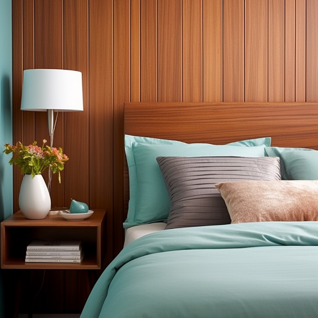 Invite Aqua and Brown Together - Wood Wall Colors