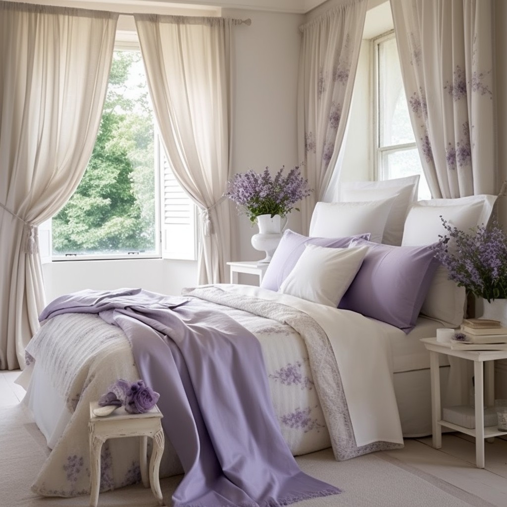Lavender and Ivory - Two Color Combination Curtains