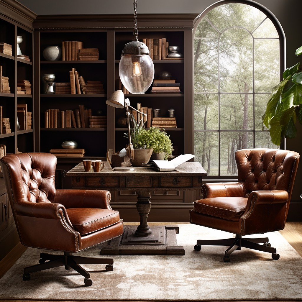 Leather Seating - Small Simple Study Room Design