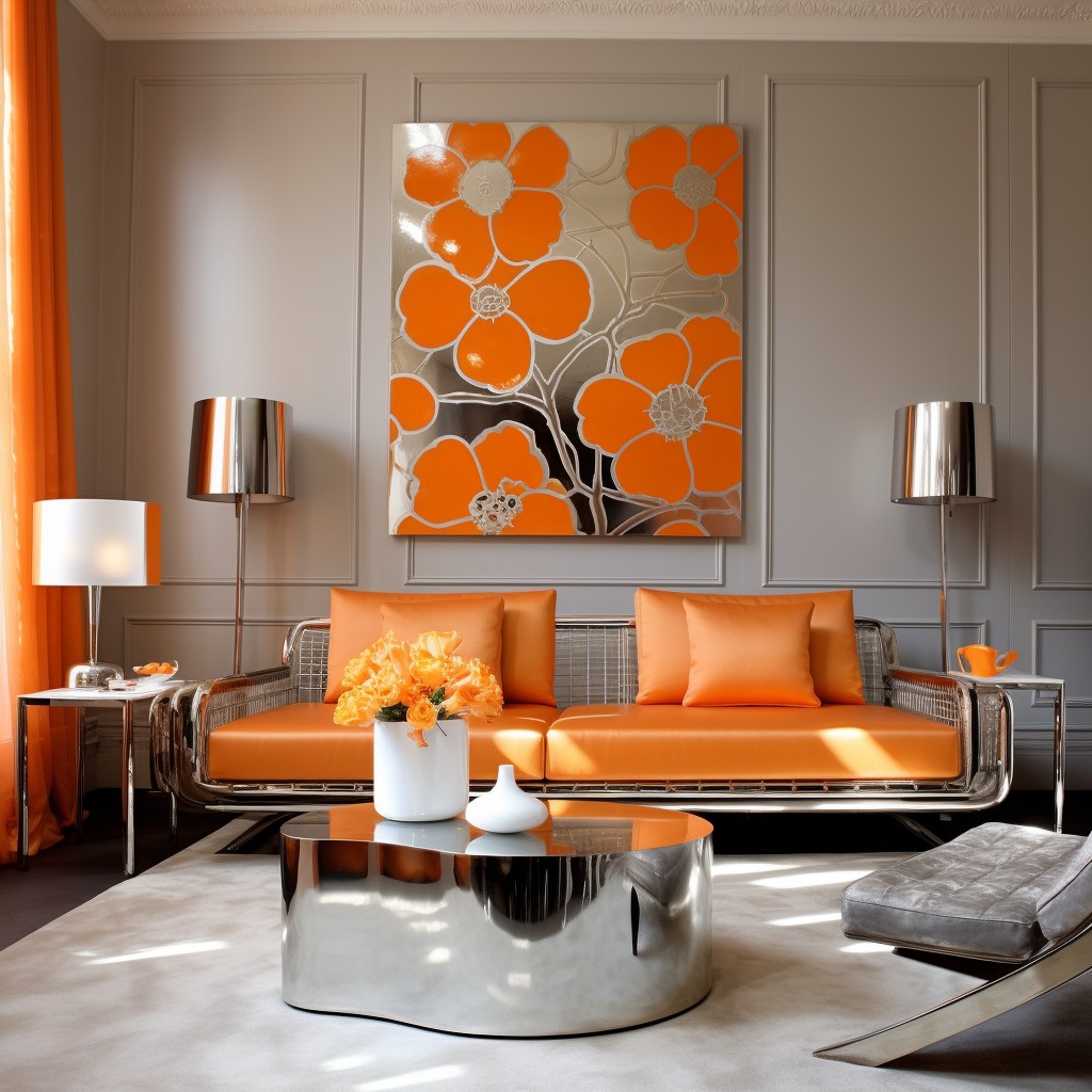 Modern Sparkle of Silver Combined with Orange - Best Color Match for Orange