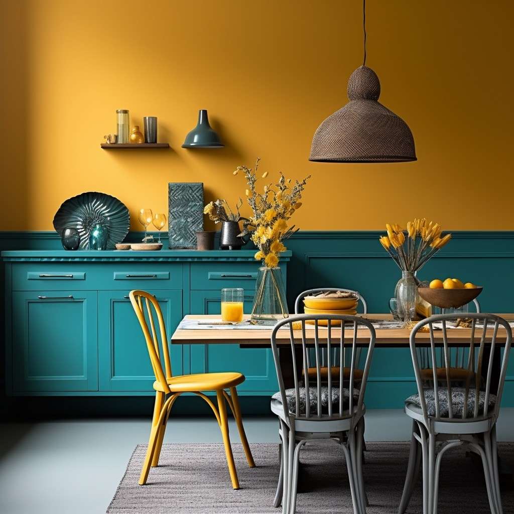 Mustard Combination with Dark Turquoise Color Code