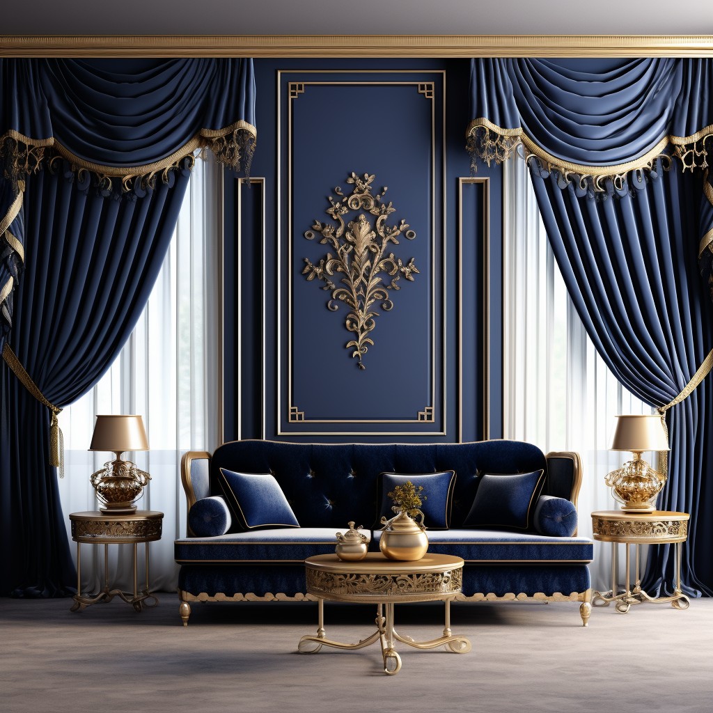 Navy Blue and Gold - Window Curtains Colour Combinations