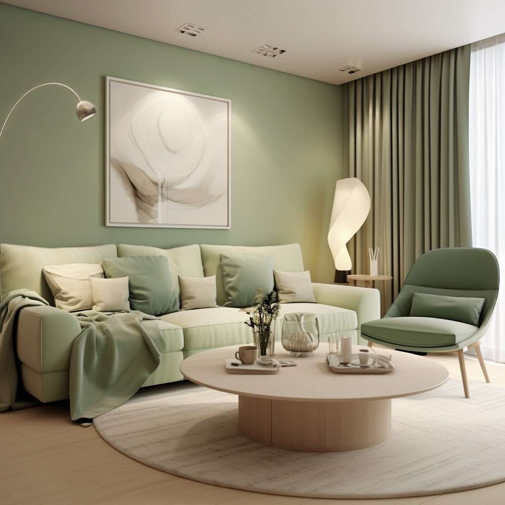Neutral  Balanced Pista Green Color Combination for Wall - Beige