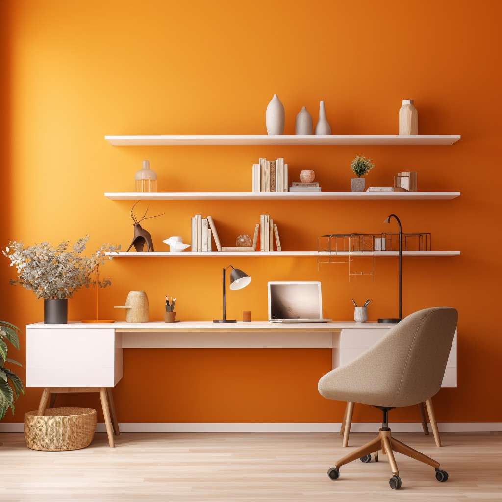 Orange Accent Wall  - Study Room Paint