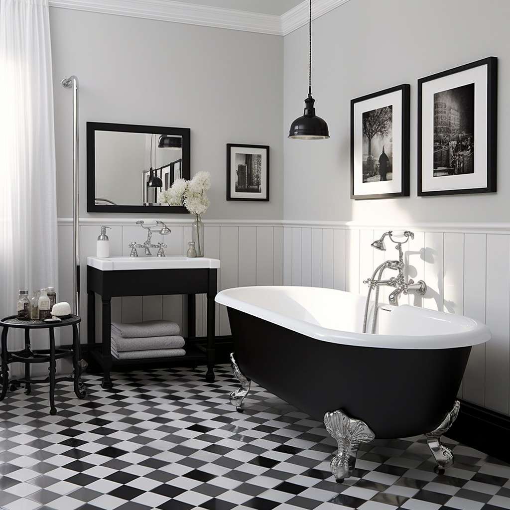 Paean Black and White Bathroom Wall Paint Ideas