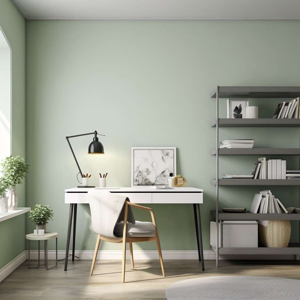 Pale Green And Grey Wall Paint  - Paint Colour For Study Room