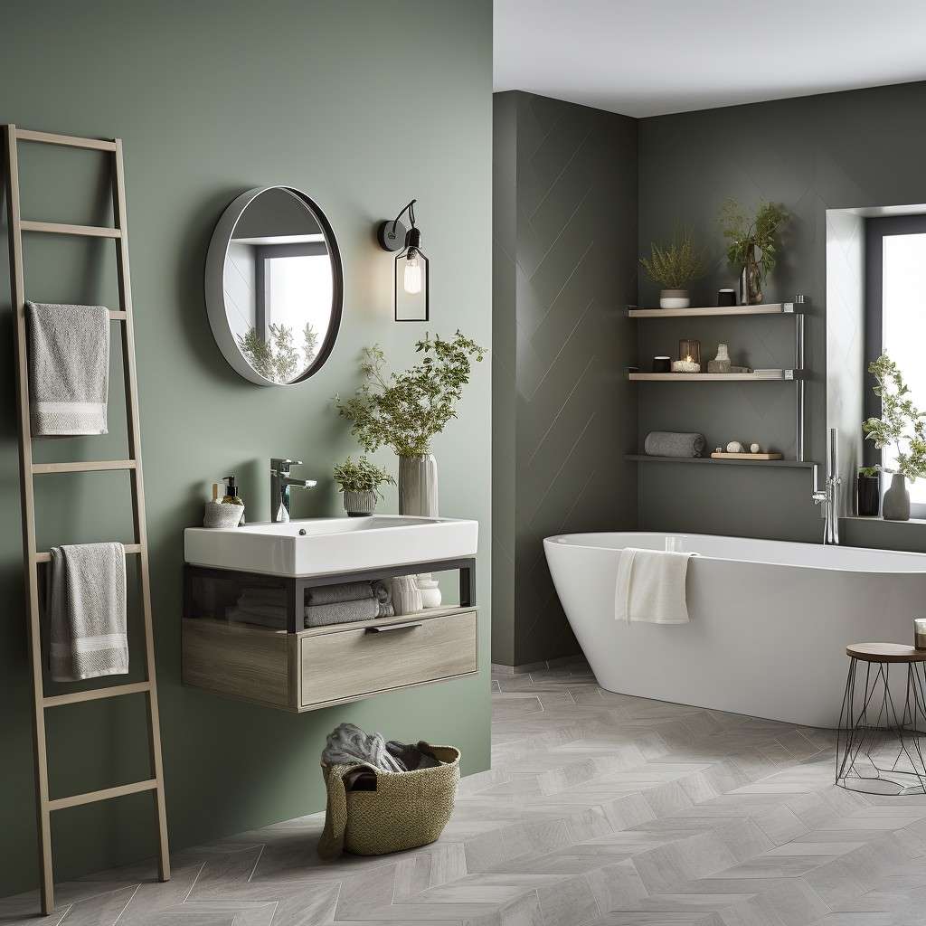 Pista Green and Grey Combination in Bathroom Design