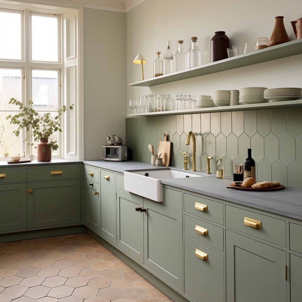Pistachio Green and Grey - Best Kitchen Cabinet Color Combinations