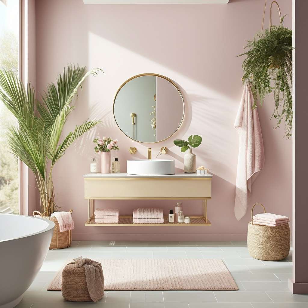 Pretty Pale Pink Colour for Toilet Walls