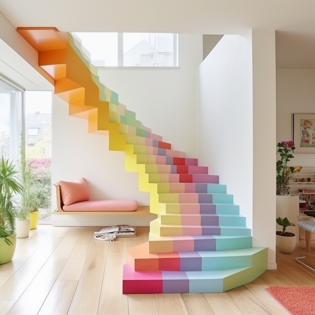 Rainbow Staircase A Playful - Staircase Colour Combination