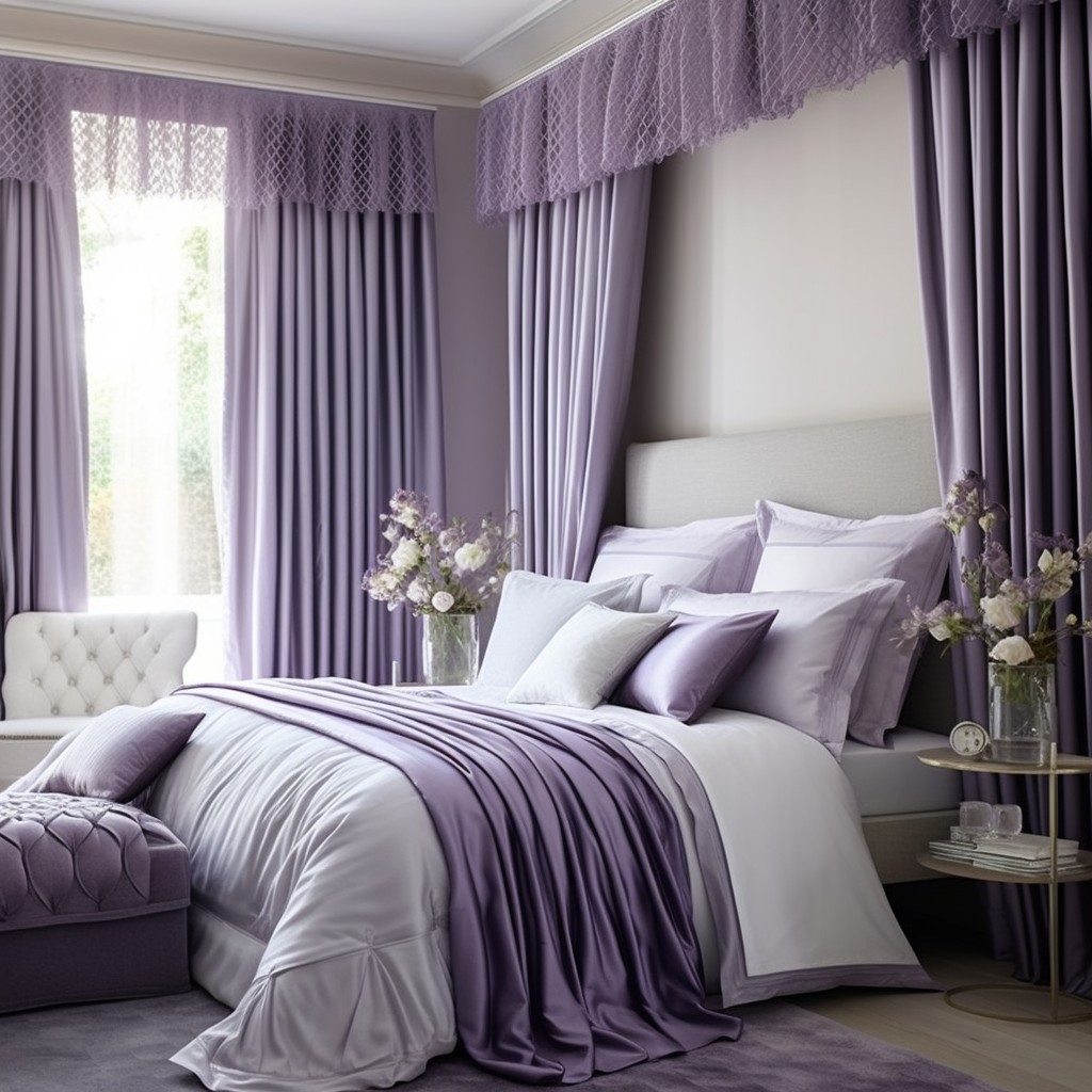 Royal Purple and Soft Lilac - Sofa And Curtain Color Combination
