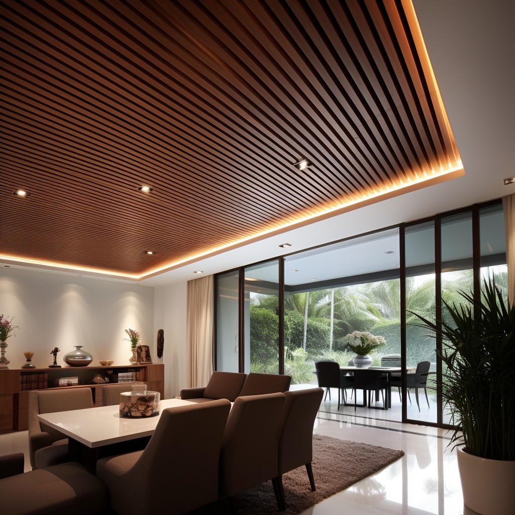 Sleek Slim Panels - Modern Wooden Ceiling Design