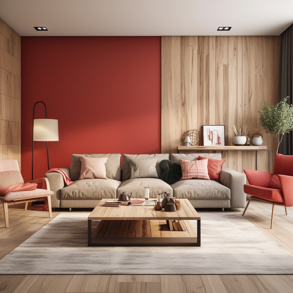 Striking Red - Wooden Colour On Wall