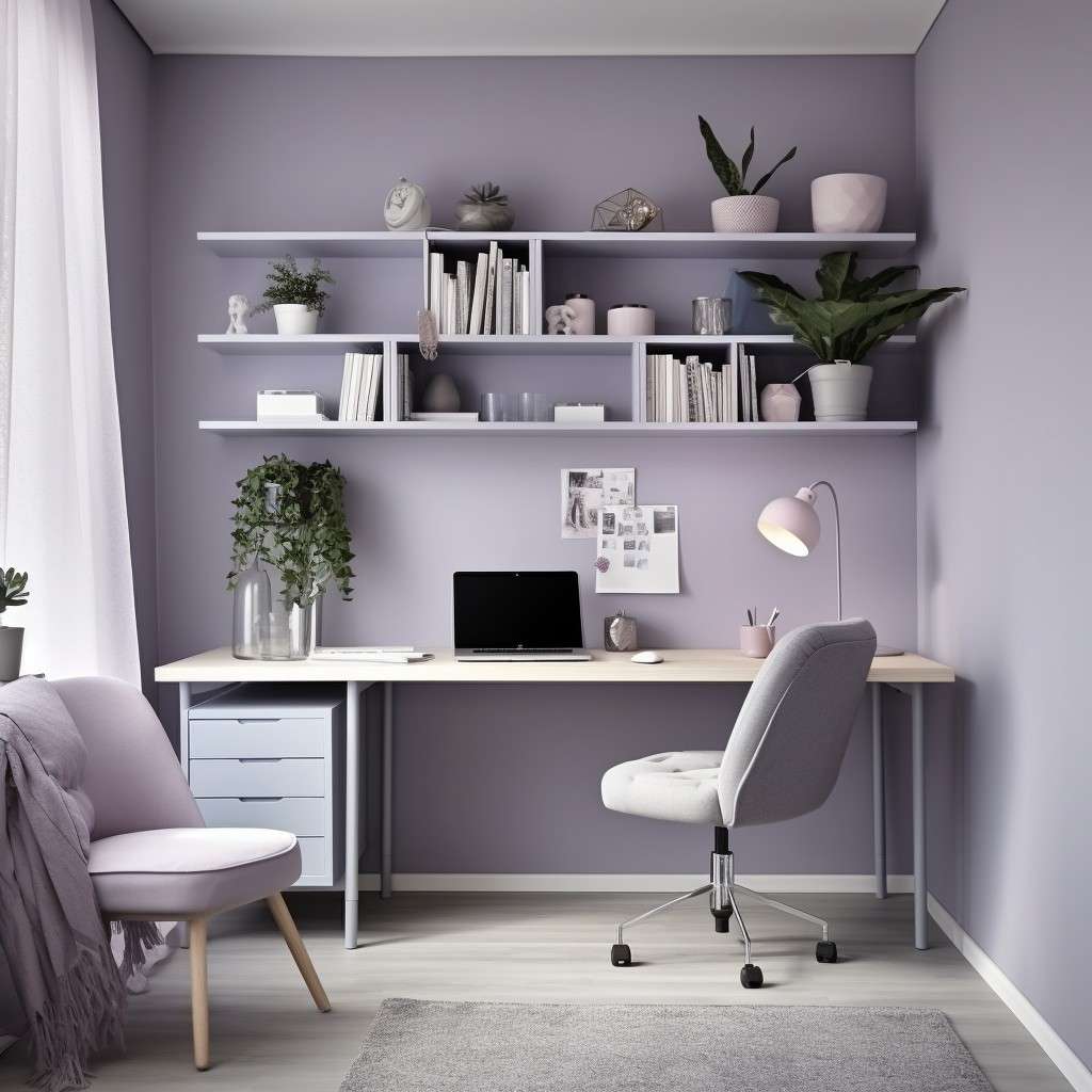 Study Room Colour Ideas in Lavender And Grey