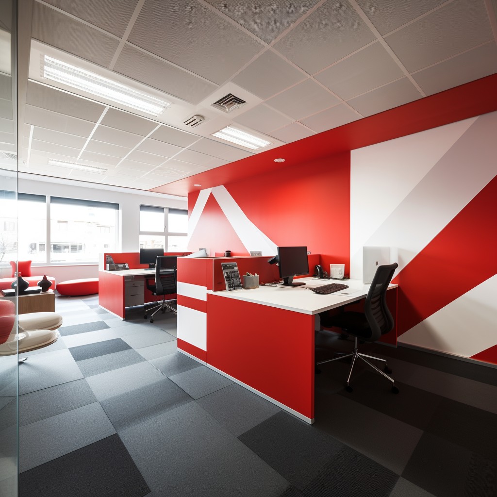 Red and White- The Dynamic Pair Colour Scheme for Office Walls
