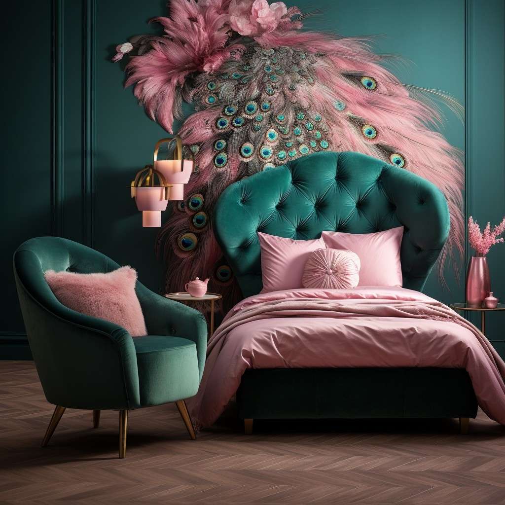 the Soft Romance of Peacock Green Shades - Blush Pink