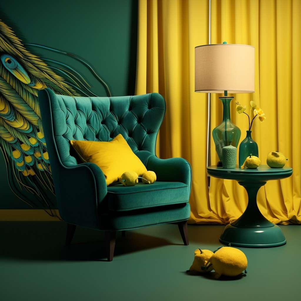 the Zesty Fresh Peacock Green Contrast Colour With- Lemon Yellow