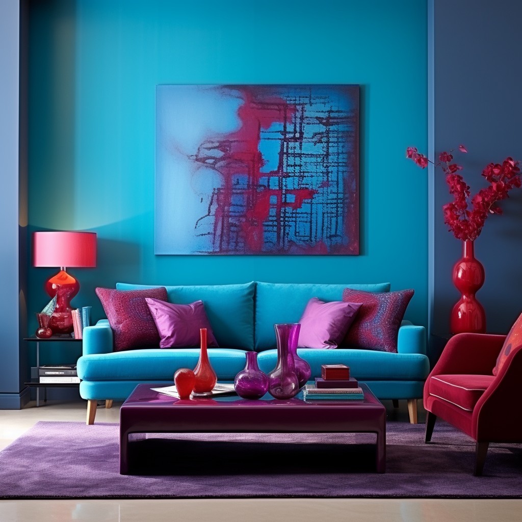 Turquoise Blue Red and Purple - Contrast Colour For Purple