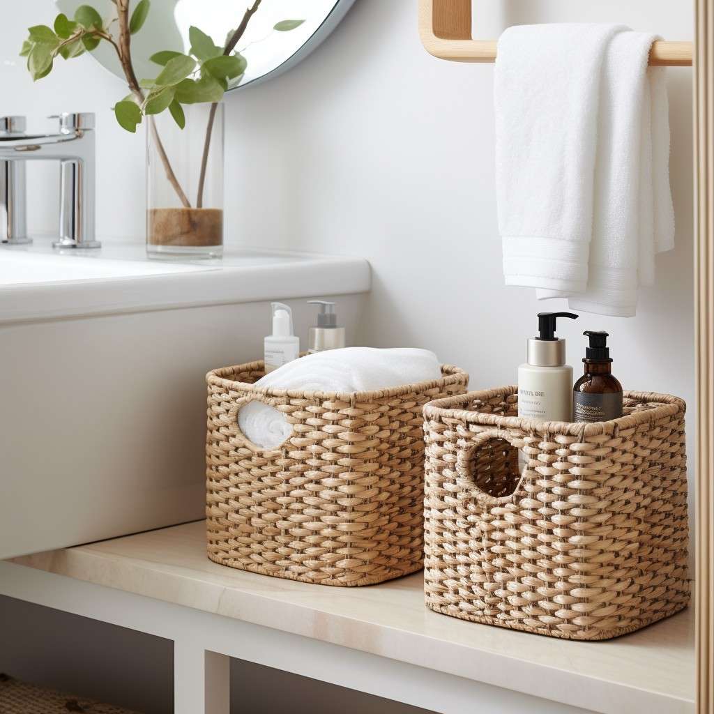 Use Bins and Baskets - Small Bathroom Interior Ideas