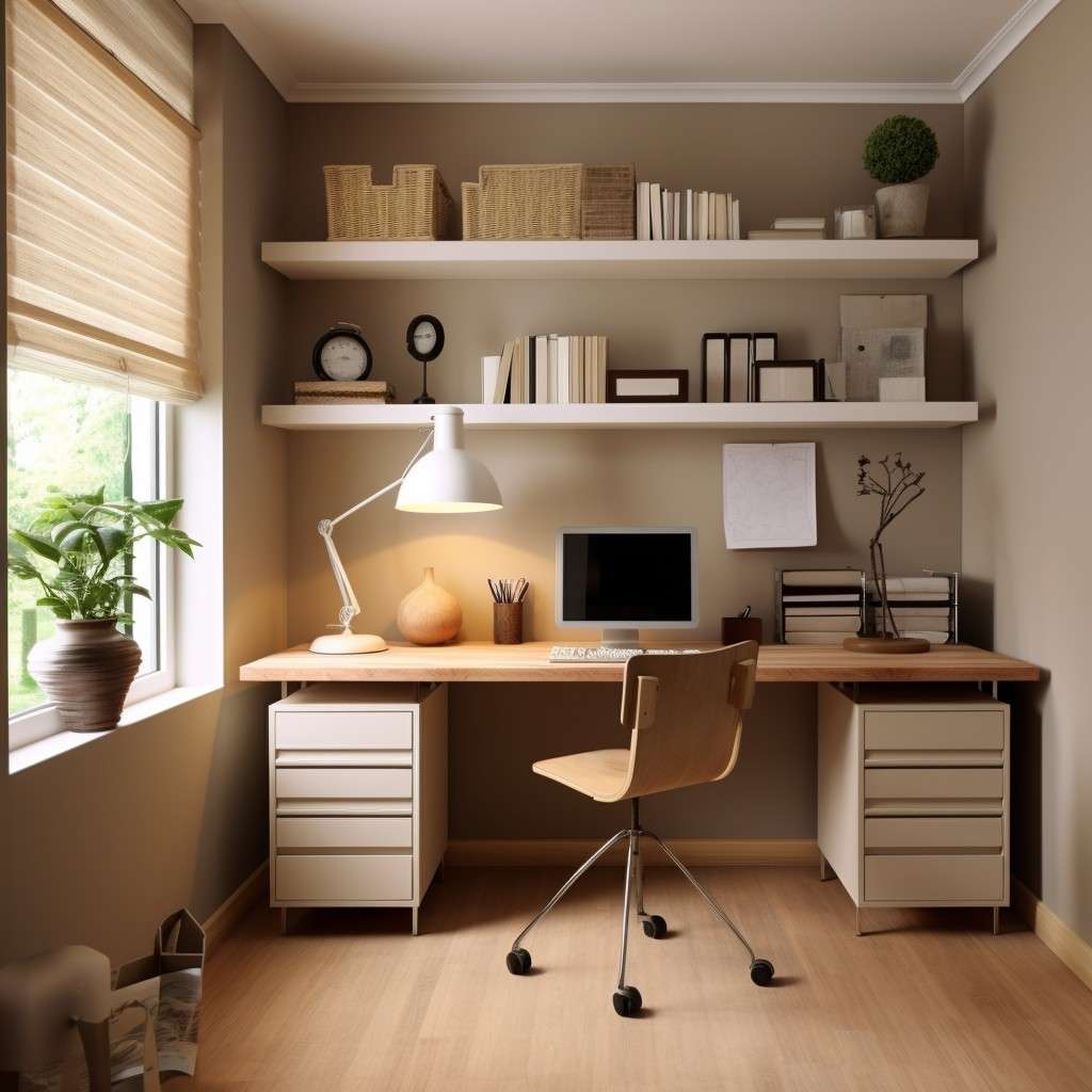 Versatile Brown And Off-White Colour for the Study Room