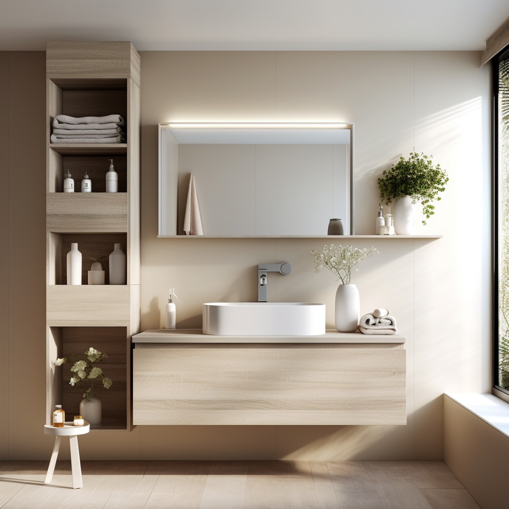 Wall-Mounted Unit - Trendy Small Modern Bathroom