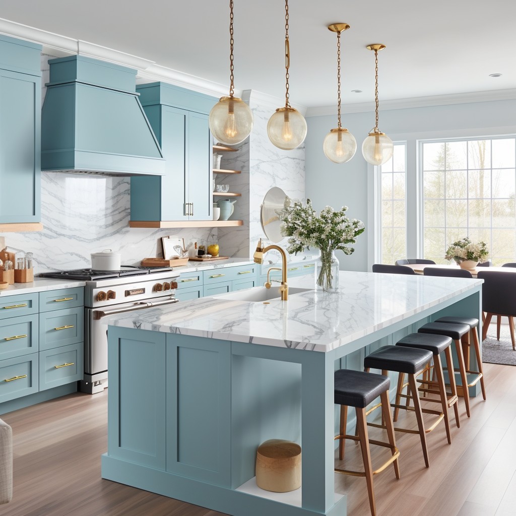 White and Blue - Kitchen Cabinet Color Ideas