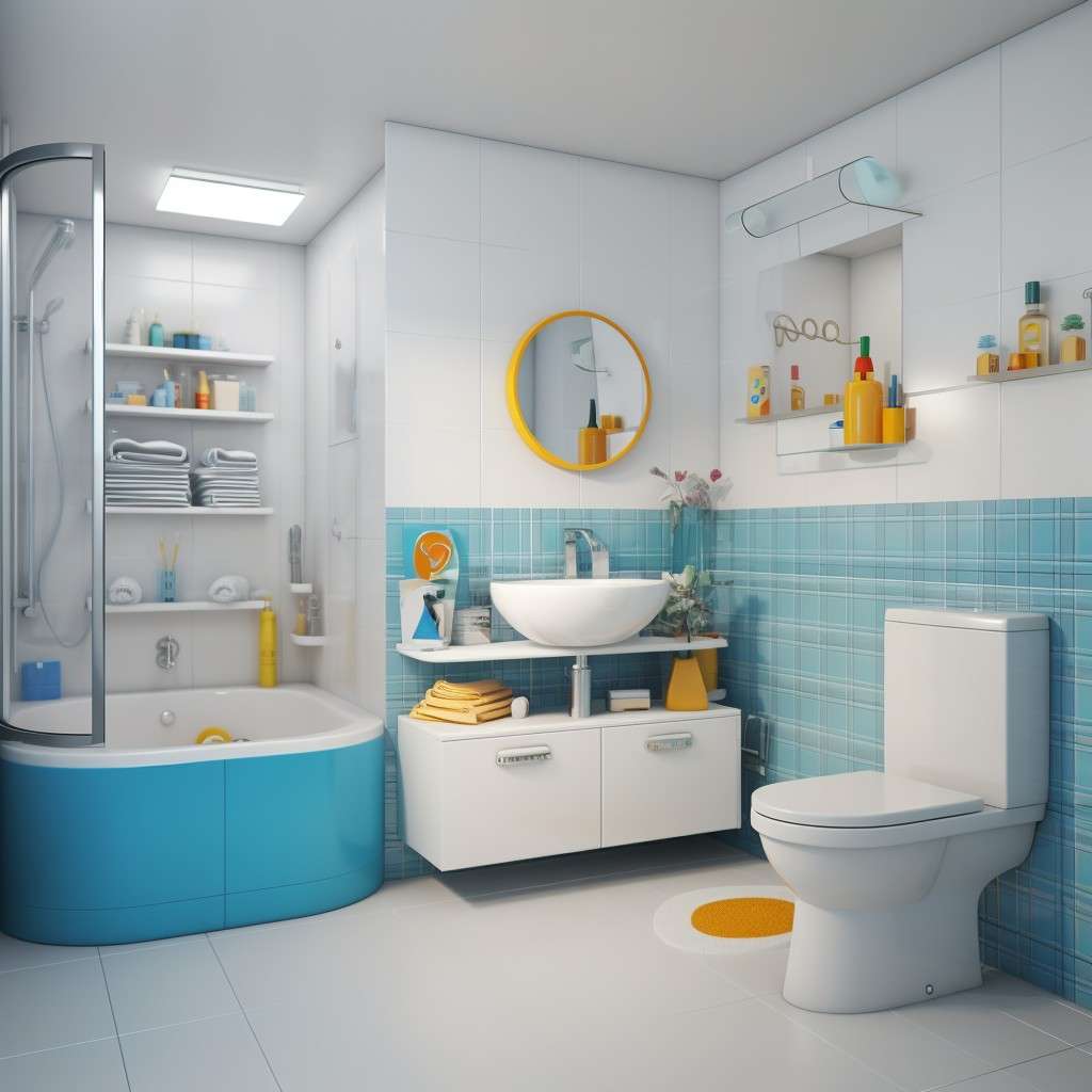 White as A Blank Canvas With Pop of Hue - Kid Friendly Bathroom Designs