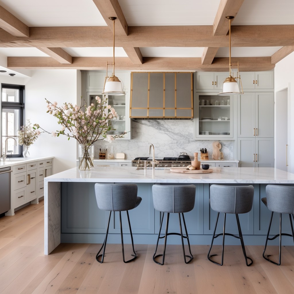 White Dove Grey with Blue - Modern Colors For Kitchen Cabinets