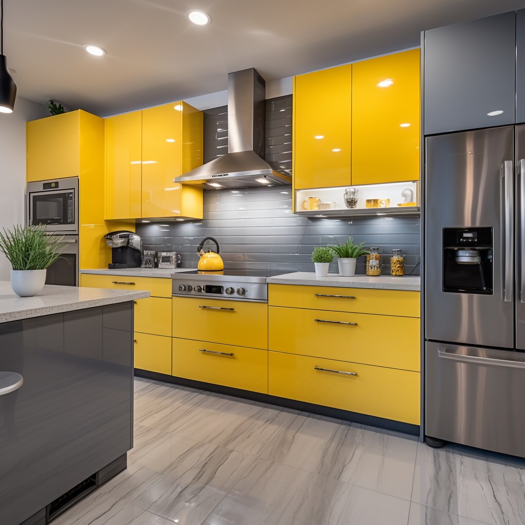 Yellow and Grey  - Best Cabinet Color For Kitchen