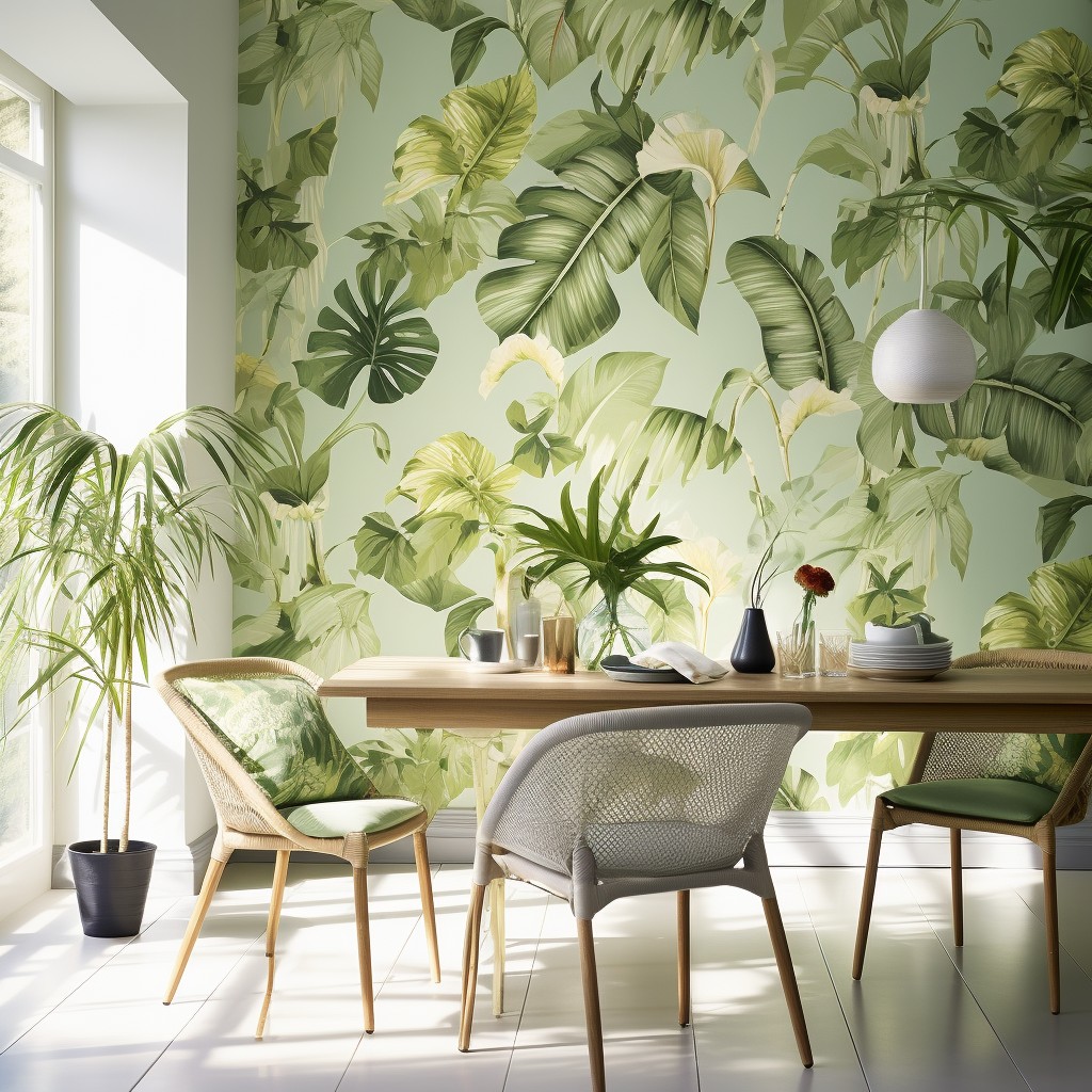 Add Unique Botanical and Leaf Patterns - Classy Living Room Wallpaper