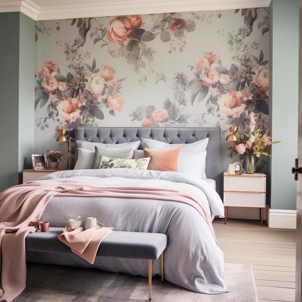 Adorn with Dreamy Floral Wallpaper - Cozy Bedroom Decor Ideas