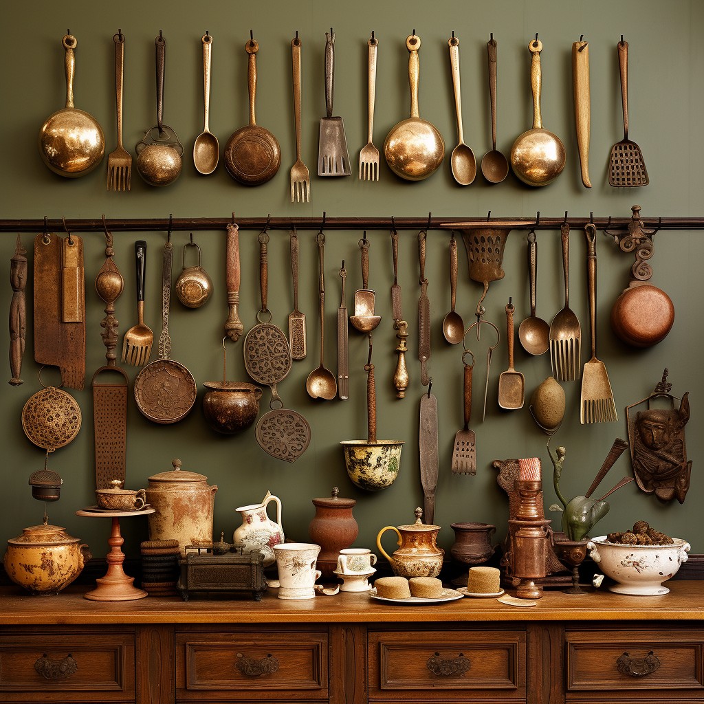 Antique Utensils for a Historical Feel - Kitchen Wall Design Ideas