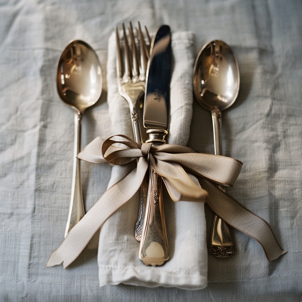 Artful Arrangement Of Cutlery - Dining Table Decor Ideas Indian
