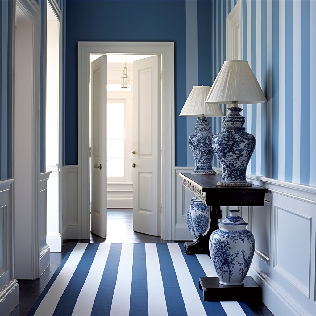 Blue and White Combination Hallway - Blue And White Color Combination