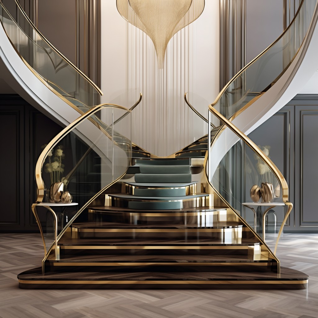 Brass and Glass Glamour - Modern Railing Design For Staircase