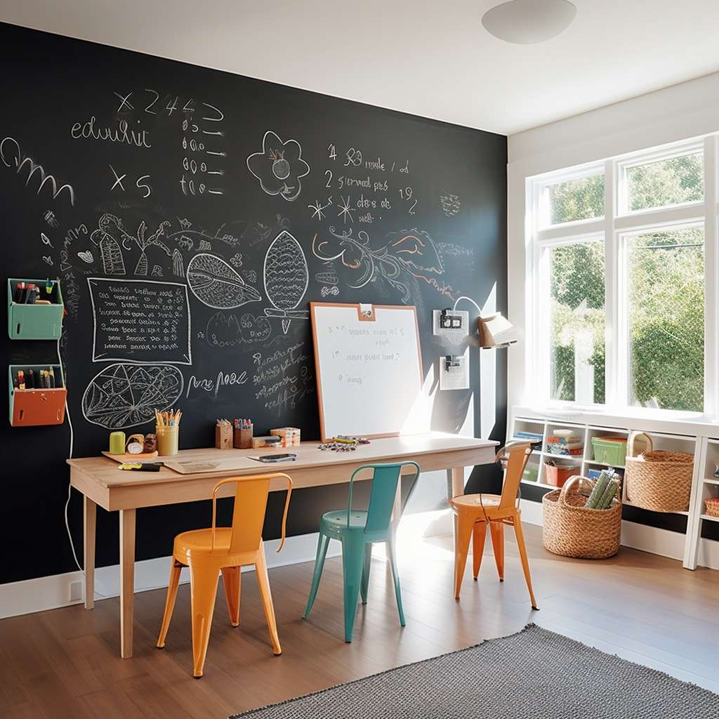 Chalkboard Wall Accent In Kid's Room - Chalk Paint On A Wall