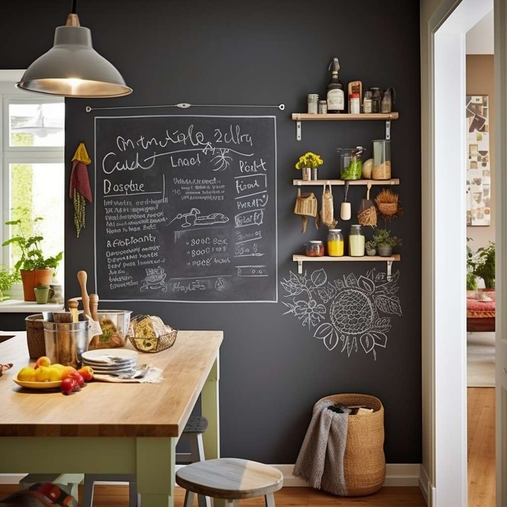 Chalkboard Wall In Kitchen Decoration - Chalkboard Paint Colors