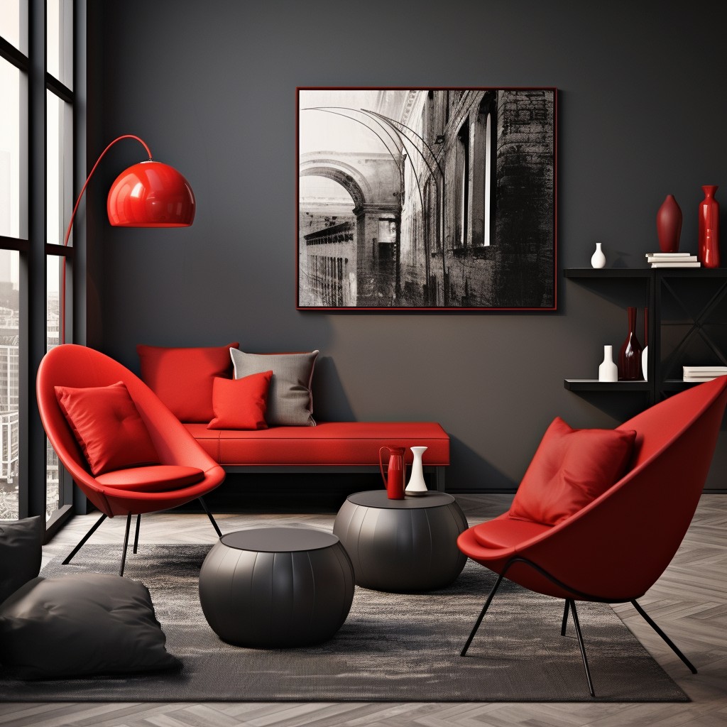 Charcoal Grey - Red Contrast Color
