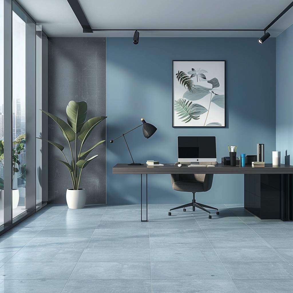 Charming Light Blue Paint Colors for Living Room - Intense Slate Grey