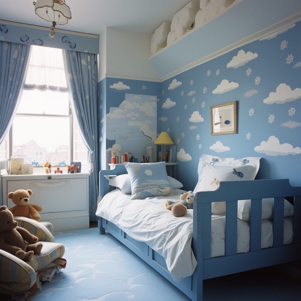 Children's Bedroom - Blue And White Painted Walls