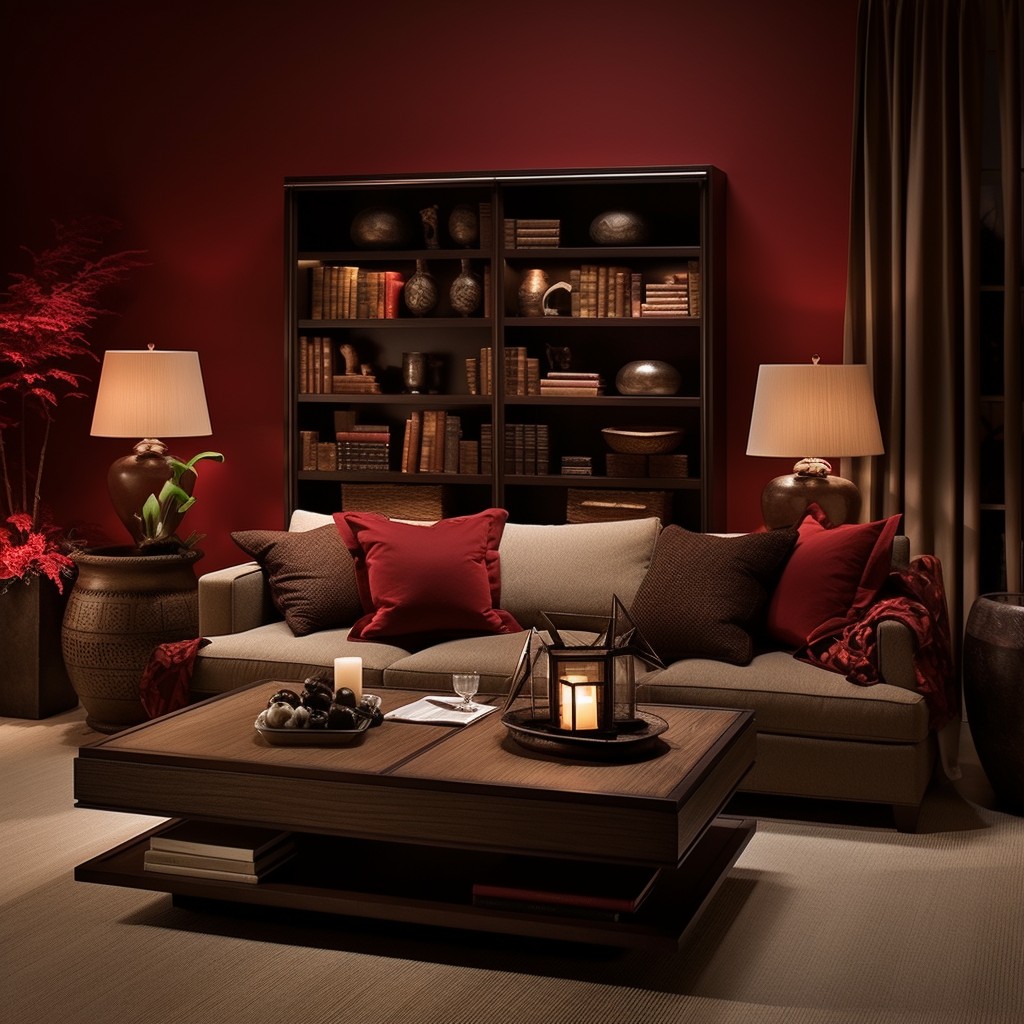 Chocolate Brown - Red Wall Colour Combination