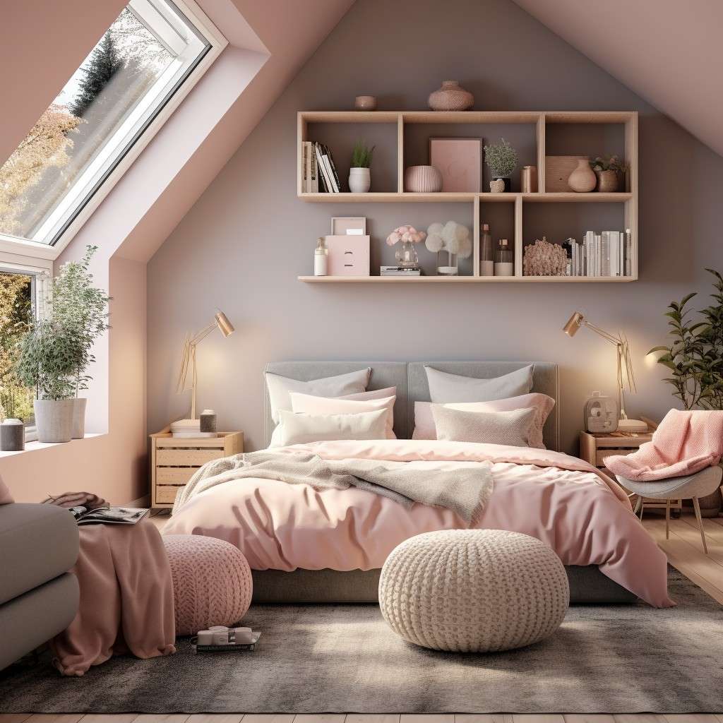 Coat the Ceiling In Pink Hue - Grey And Pink Paint Combination