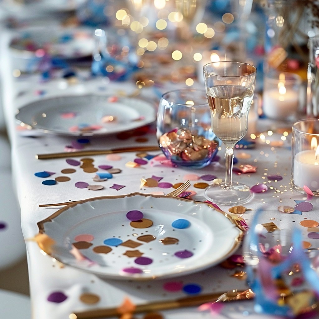 Colourful Table Confetti - Table Setting Ideas Dinner Party
